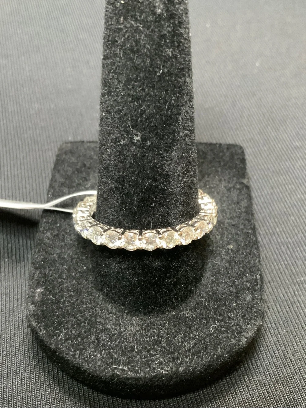 Sterling Silver Moissanite Eternity Band - Size 9
